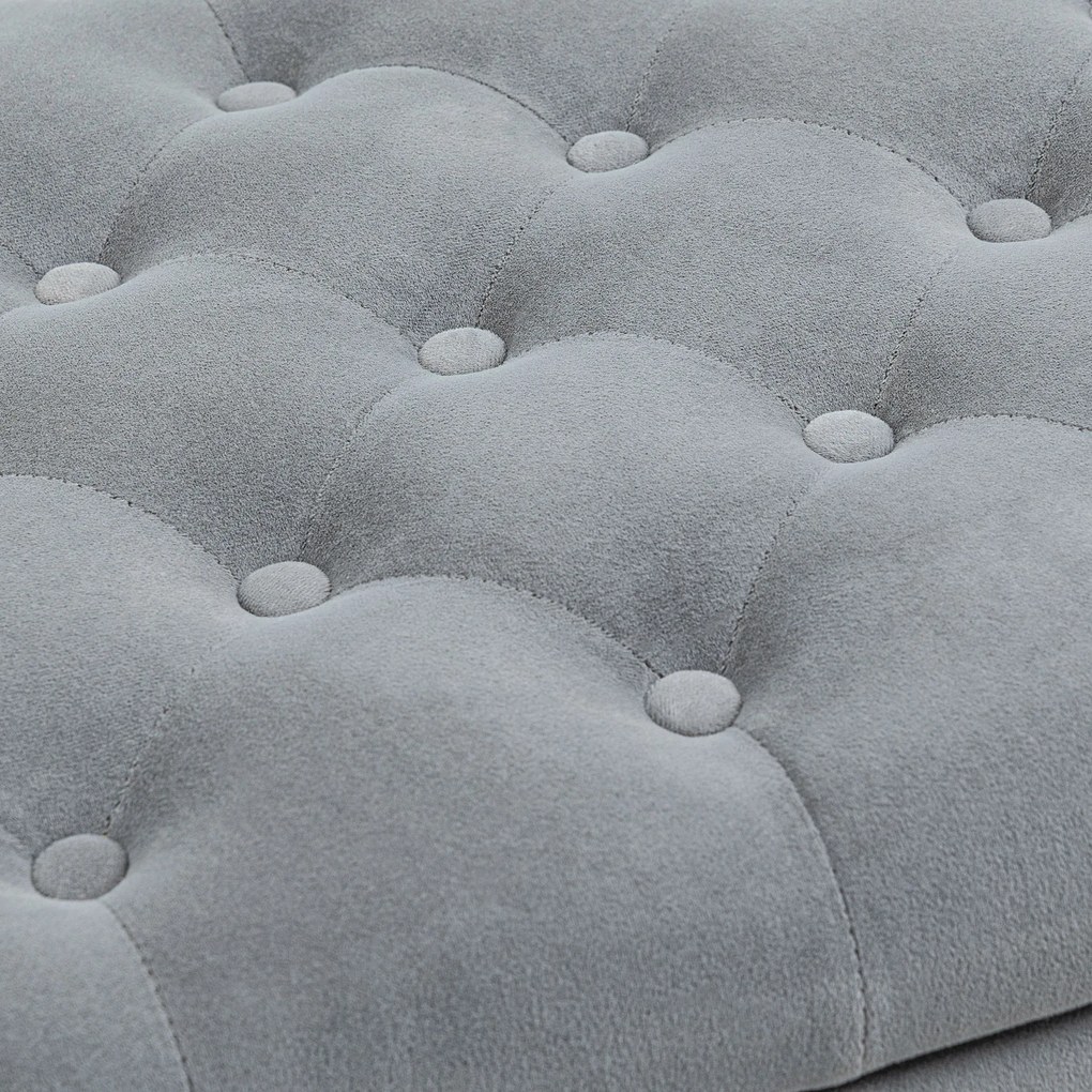 HOMCOM Bancuta Hol Banca Pat Matrimonial cu Depozitare si Cotiere Rulate, 126x48.5x57 cm, Banca Pat Gri | Aosom Romania