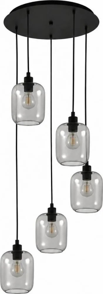 BRILAGI - lustra LED pe cablu RETRO GLASS 5xE27/60W/230V negru/gri fumuriu