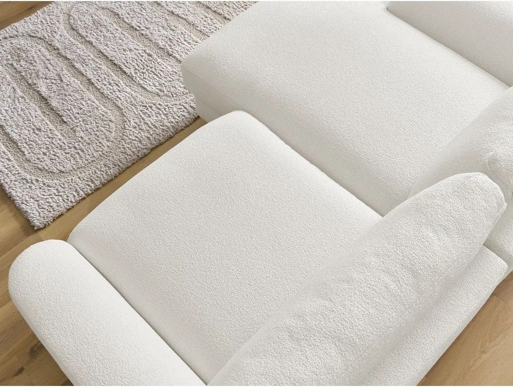 Colțar alb cu tapițerie din țesătură bouclé (cu colț pe partea stângă/cu șezlong) Leonore – Bobochic Paris