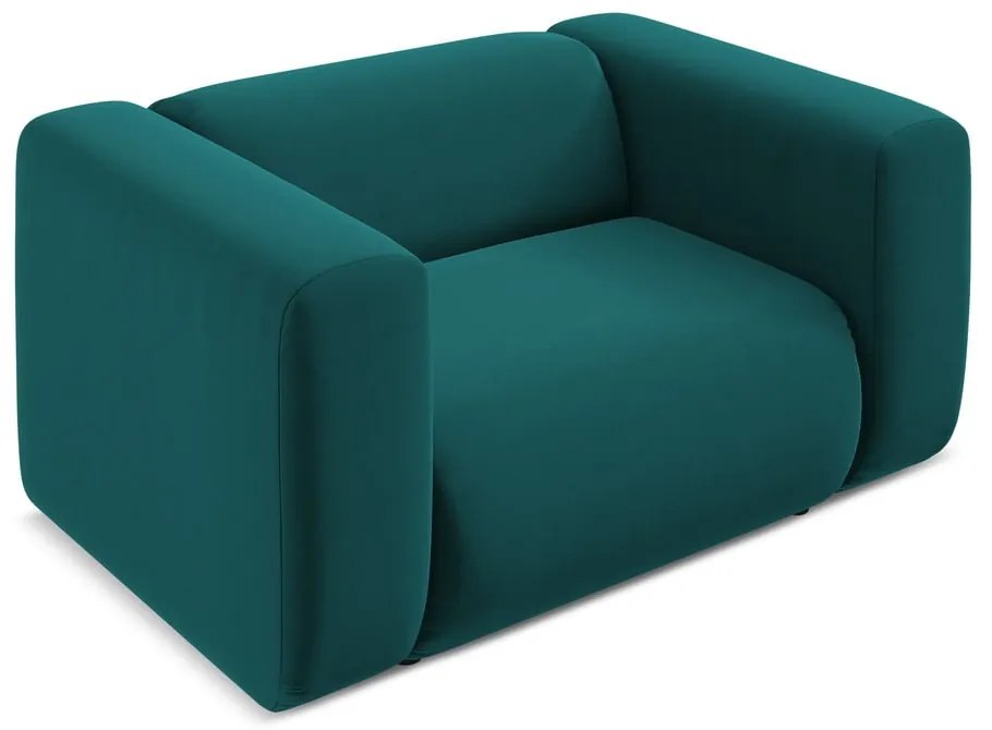 Fotoliu turcoaz cu tapițerie din catifea Ekahi – Makamii