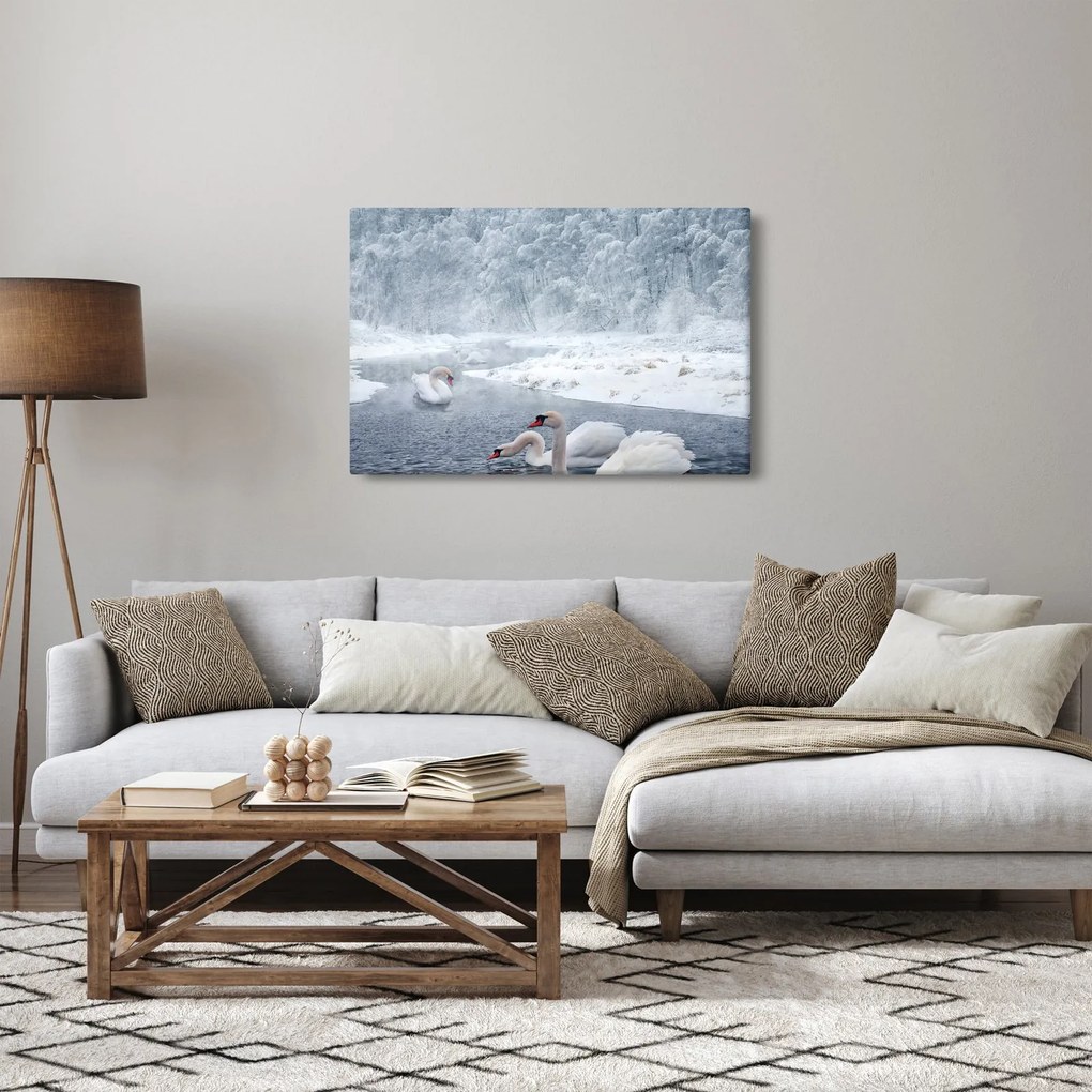 Tablou cu lebăde (90x60 cm)