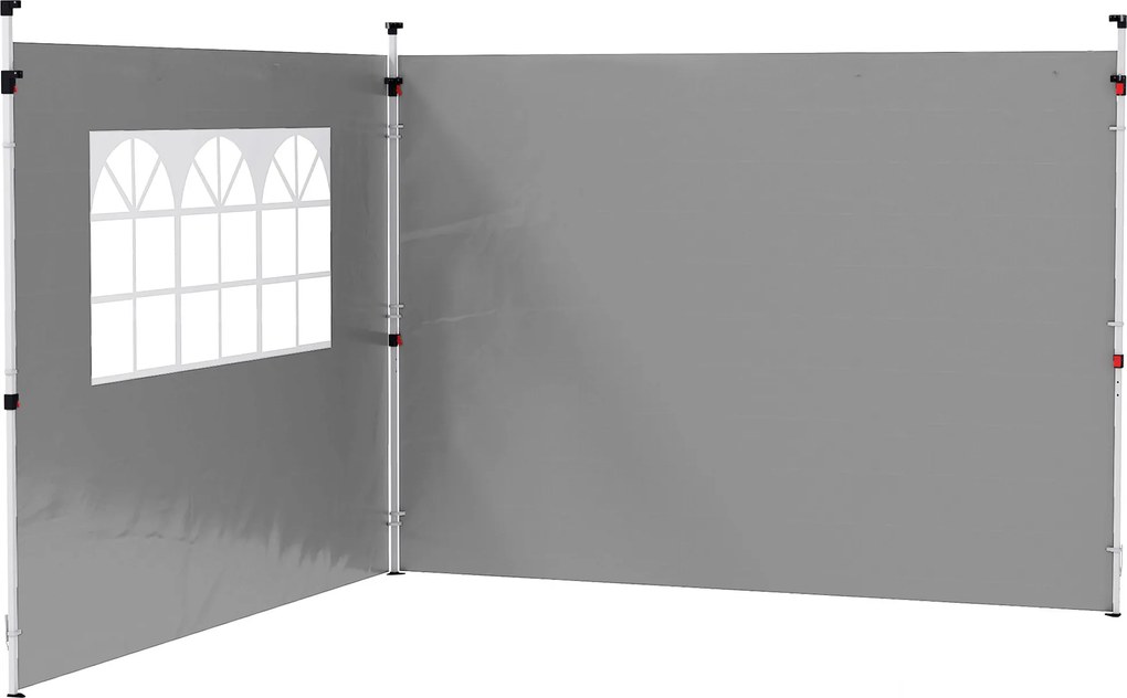 Outsunny Panouri laterale pentru tonelă 3 x 3 m panouri pentru pavilion cu fereastră set de 2 țesătură Oxford gri deschis | Aosom Romania