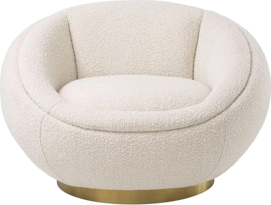 Fotoliu pivotant design elegant Bollinger, crem boucle 114819 HZ