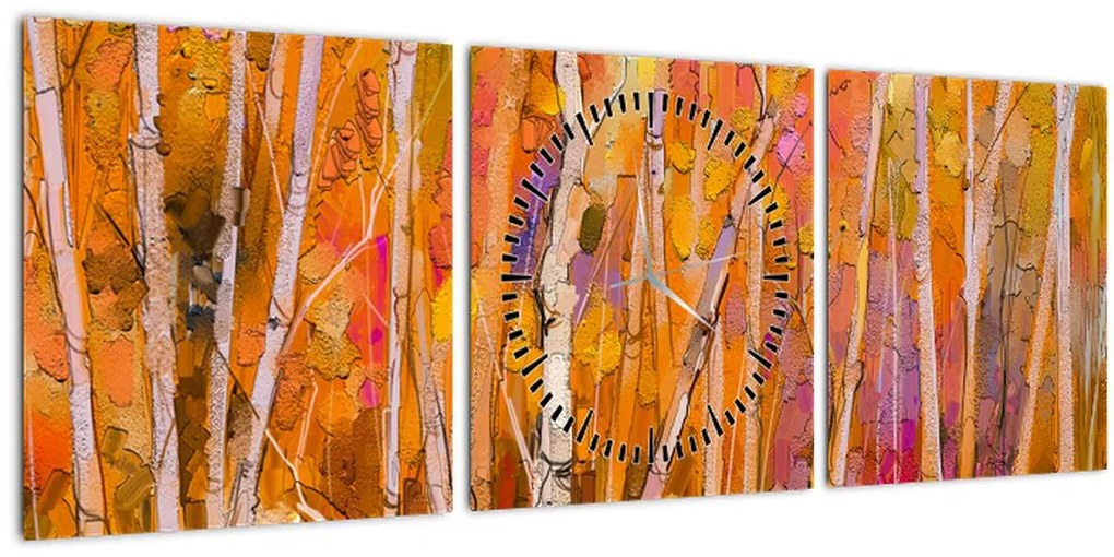 Tablou - Pădurea toamna (cu ceas) (90x30 cm)