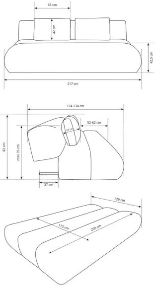 Canapea extensibilă FANO, crem, 3 locuri