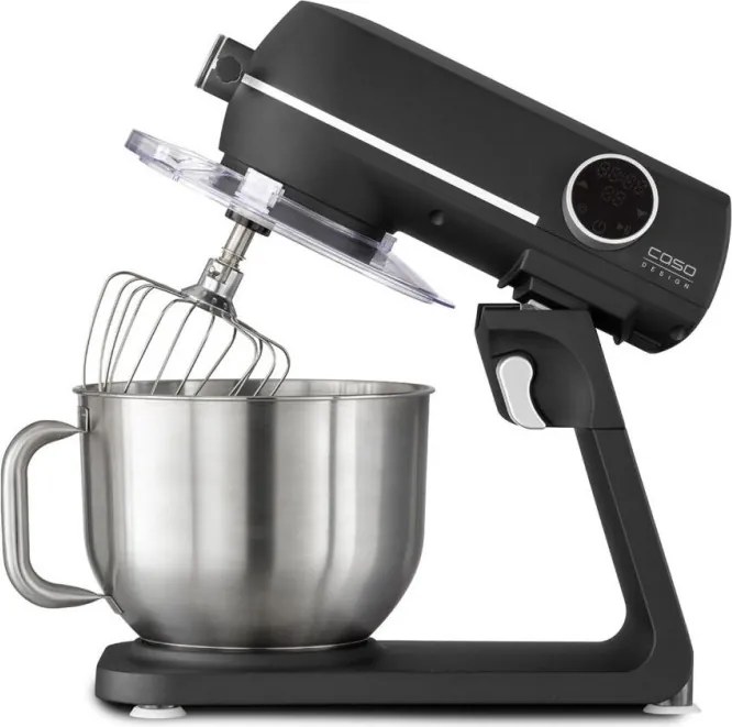 Mixer planetar Caso KM 1800 Black-E, 1800 W, 6 l, 10 viteze, Timer, Vas din inox, Comanda tactila, LED, Negru mat