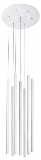 Lustra cu 7 pendule LED design modern ULTRATHIN alb