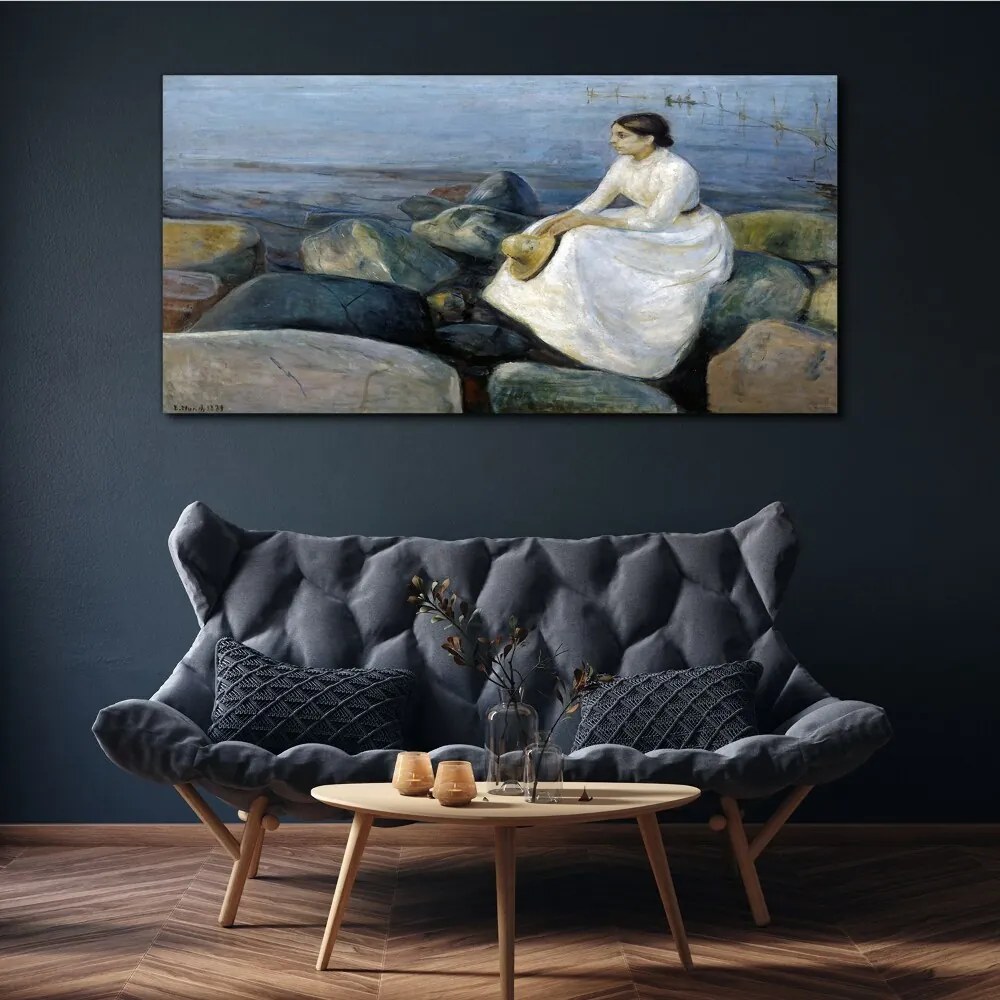 Tablou canvas Plaja de noapte de vară de Edvard Munch