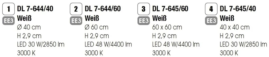 Plafoniera LED moderna design slim Lero 60cm alba