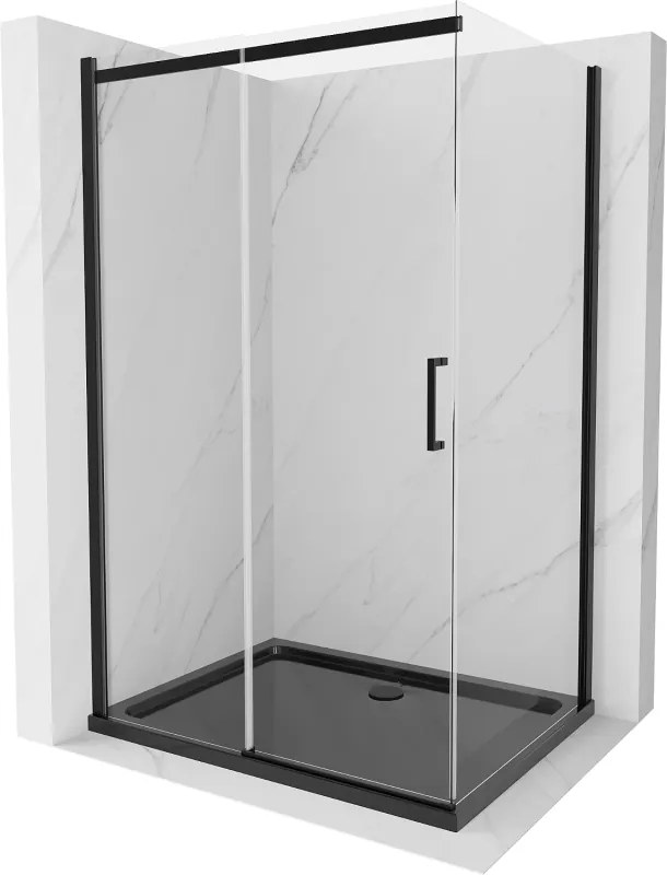 Mexen Omega cabina de duș glisantă 120 x 90 cm, transparentă, neagră + cadă de duș Flat, neagră - 825-120-090-70-00-4070B