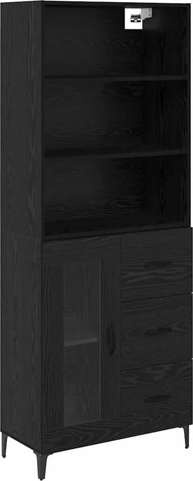 vidaXL Bufet cu sertar Stejar Negru 69,5 x 34 x 180 cm Lemn compozit