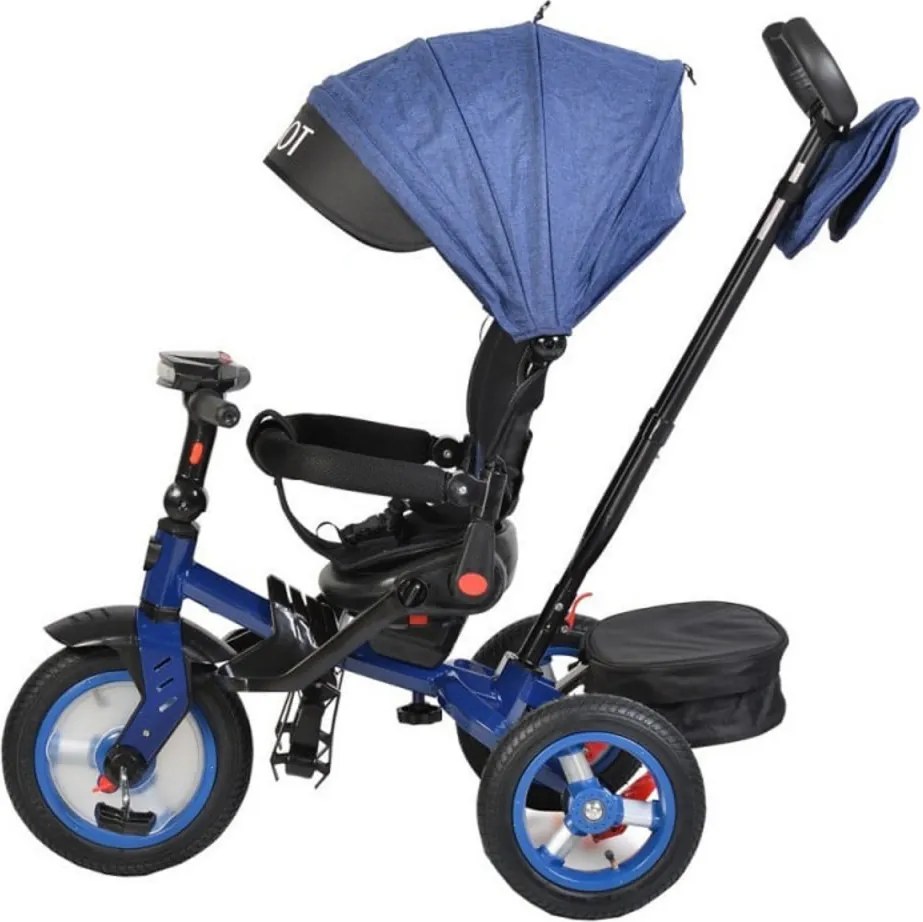 Tricicleta cu copertina Novokids™ Tornado , Cu melodii si lumini, Roti gonflabile din cauciuc, Pozitie somn, Scaun reversibil cu rotire 360 grade ,