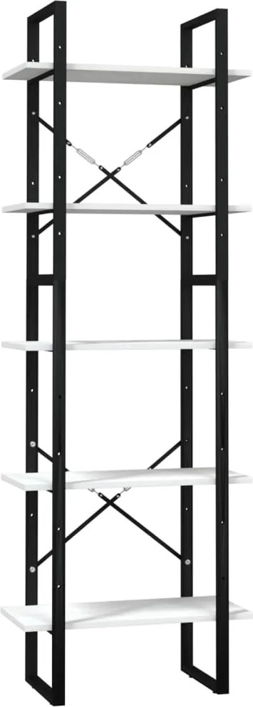 vidaXL Bibliotecă cu 5 rafturi, alb, 60x30x175 cm, lemn masiv de pin