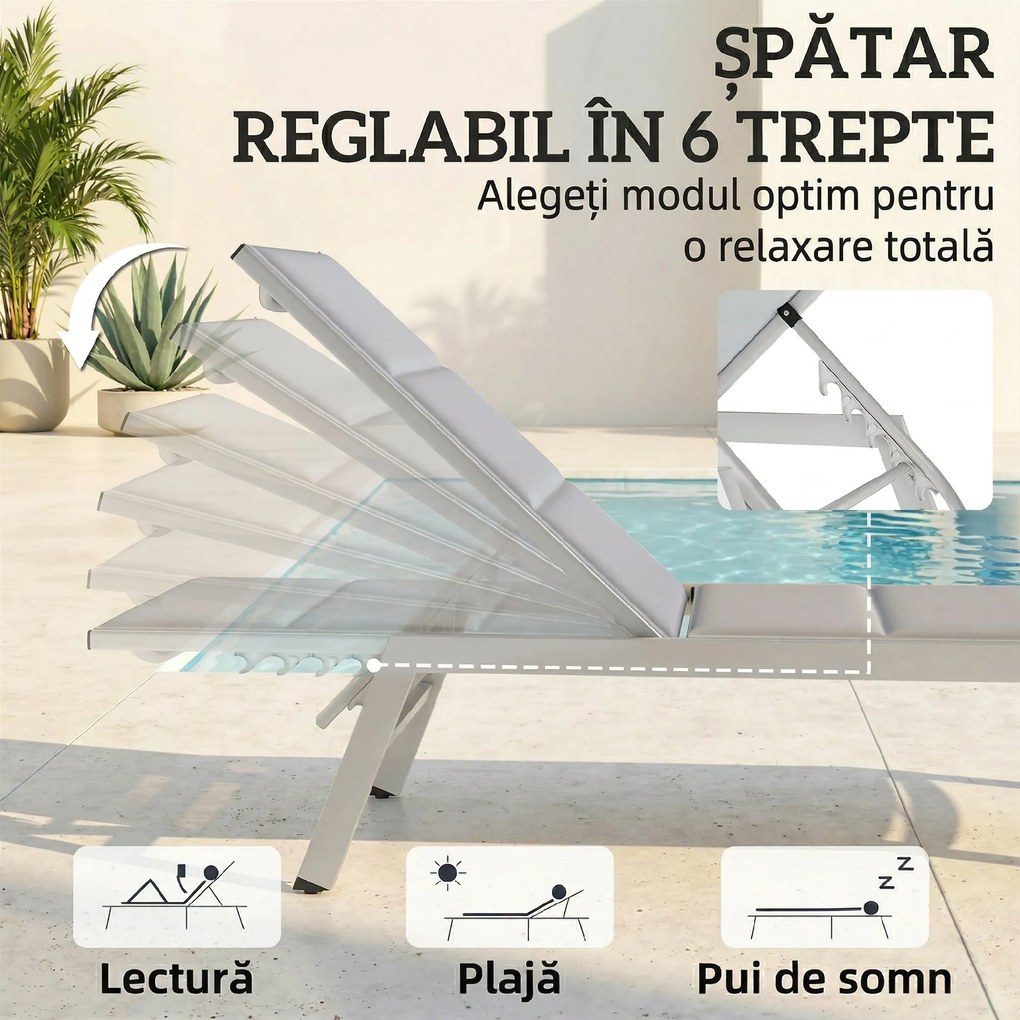 Outsunny Șezlong basculant pentru plajă | Aosom Romania