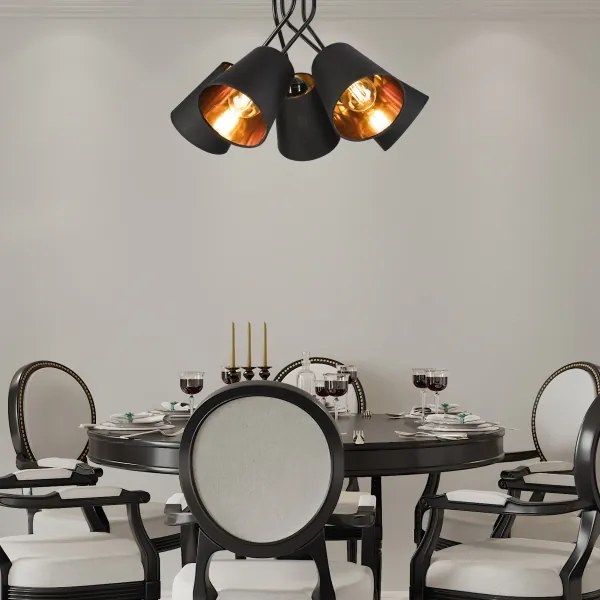 Lustră pe tijă IRMA 5xE27/60W/230V negru