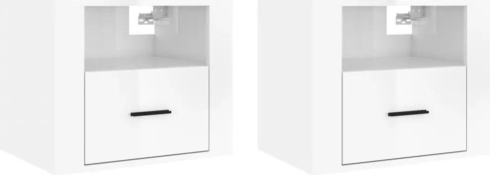 vidaXL Noptiere de perete, 2 buc., alb extralucios, 50x36x40 cm