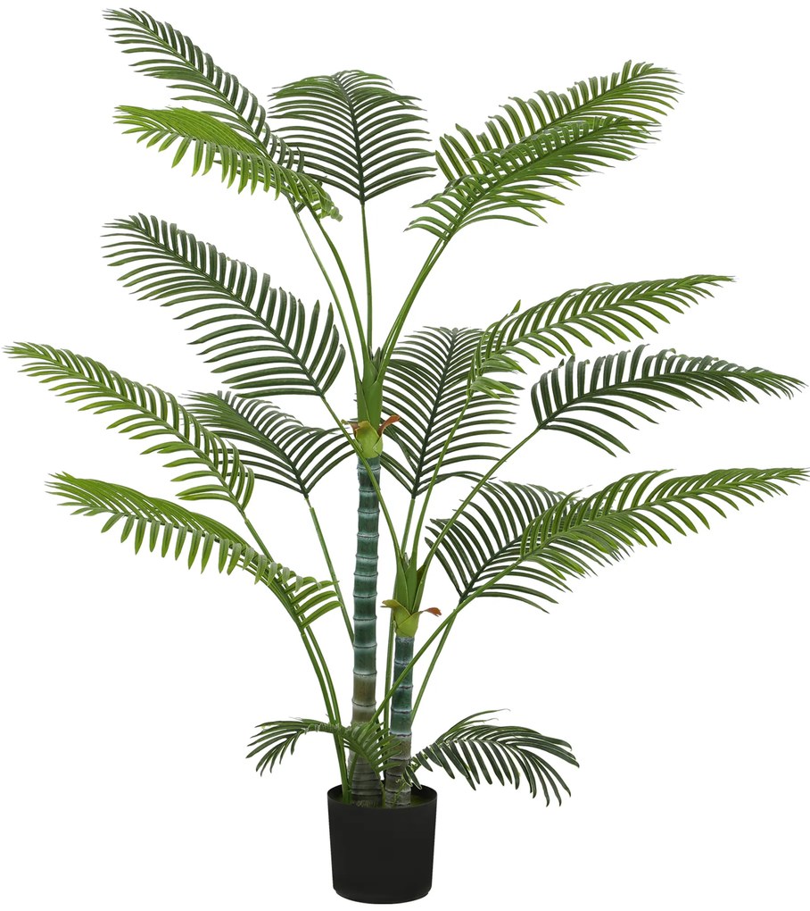 HOMCOM Palmă artificială cu 16 frunze de plastic, plantă artificială rezistentă la UV cu ghiveci de plastic, pentru interior și exterior, Verde | Aosom Romania