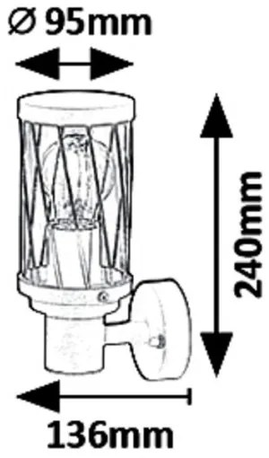 Rabalux 8888 - Aplică perete exterior BUDAPEST 1xE27/40W/230V IP44