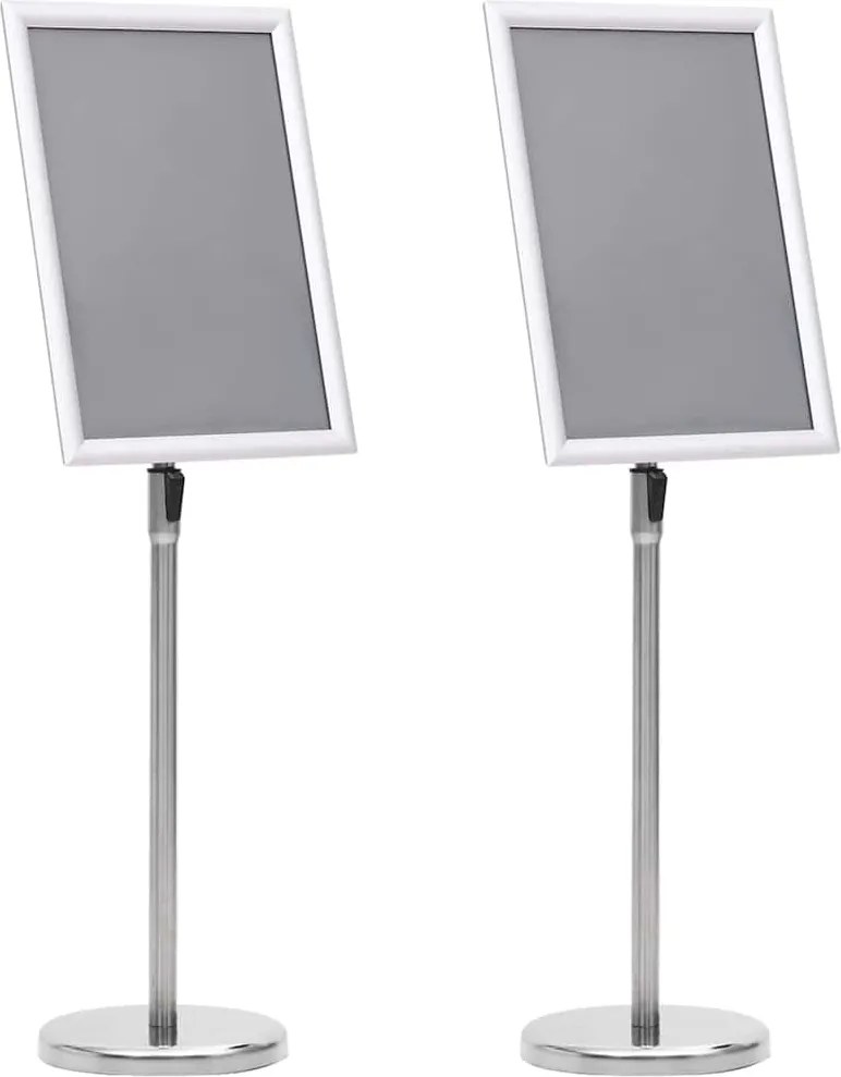vidaXL Suporturi pentru postere 2 pcs Argintiu 32.7 x 24 x 108 cm