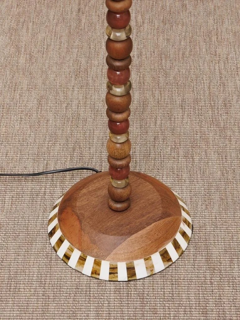 Lampadar din margele de sticla, cu abajur din bumbac, Morena