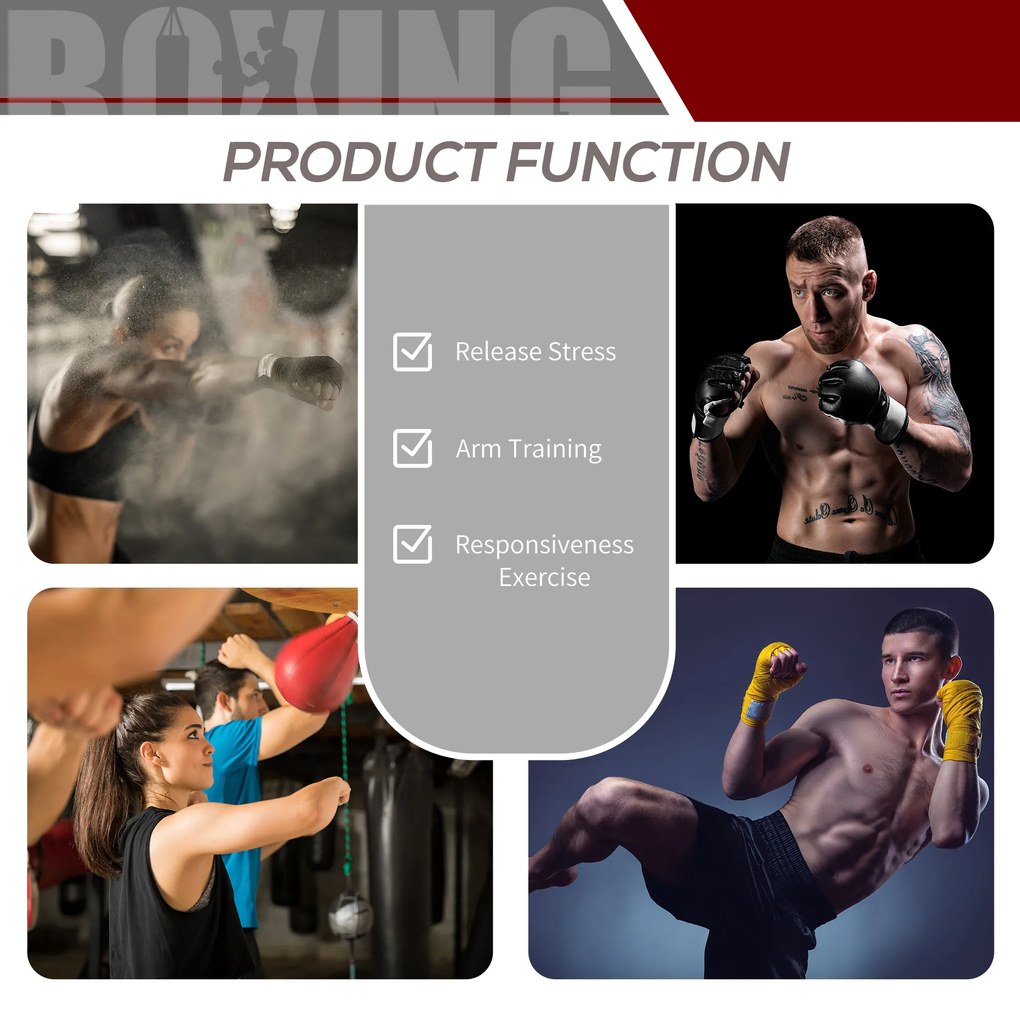 HOMCOM Sac de Box Rapid cu Formă de Par, Platformă, Accesorii Incluse, Antrenament Box | Aosom Romania
