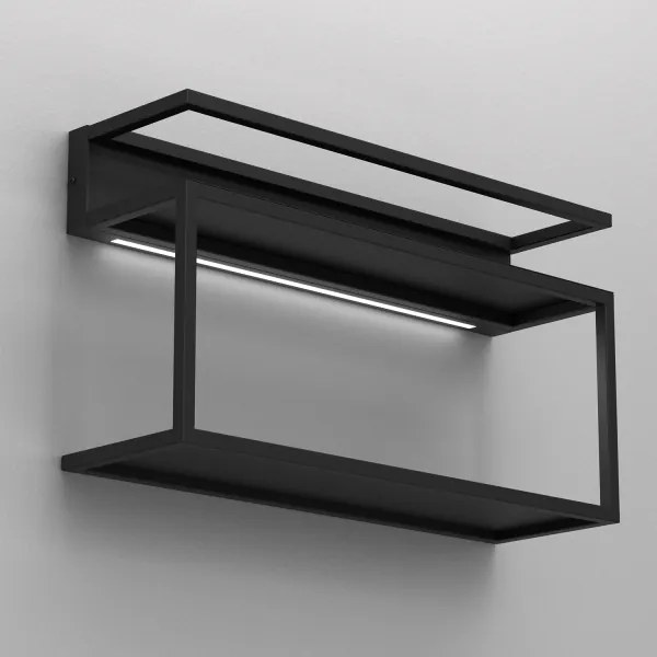 Raft de perete cu iluminare LED SHELF 33x60 cm negru
