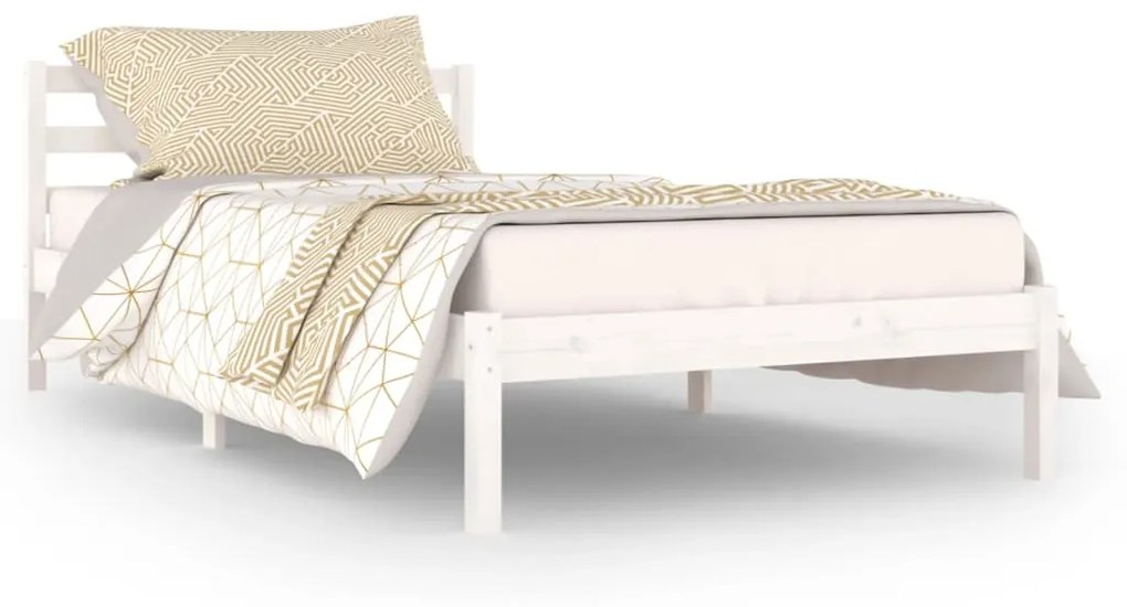 810421 vidaXL Cadru de pat, alb, 100x200 cm, lemn masiv de pin