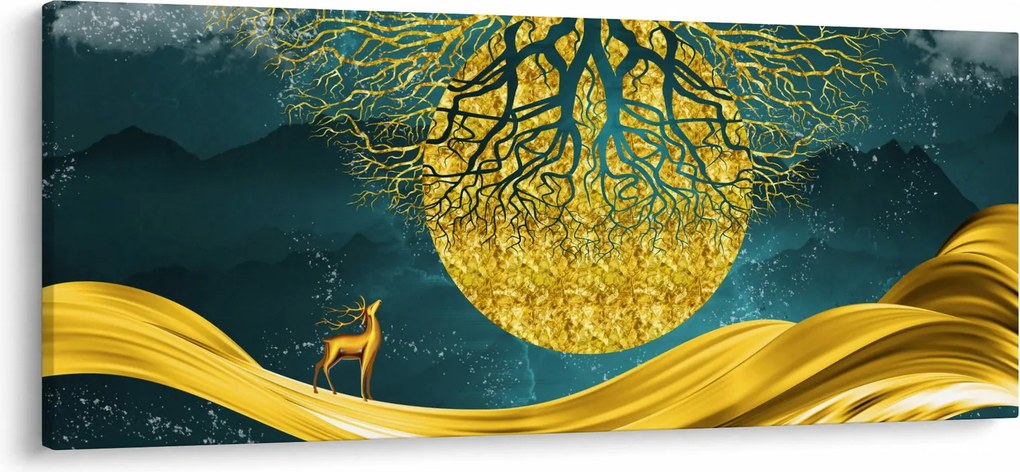 Tablou - Abstract, peisaj auriu (120x50 cm)