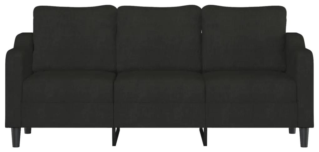 Canapea cu 3 locuri, negru, 180 cm, material textil Negru, 198 x 77 x 80 cm