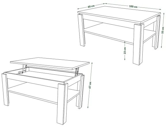 Masă de conferință extensibilă ADEN, blat rabatabil, stejar craft/negru