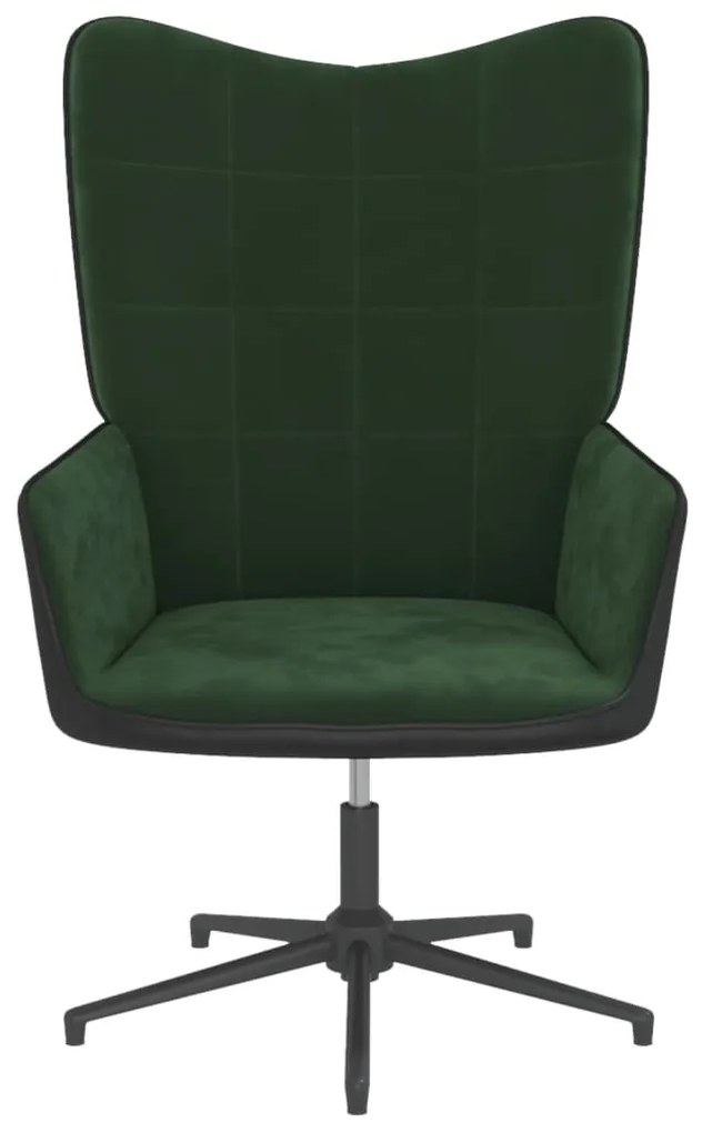 327833 vidaXL Scaun de relaxare, verde închis, catifea și PVC