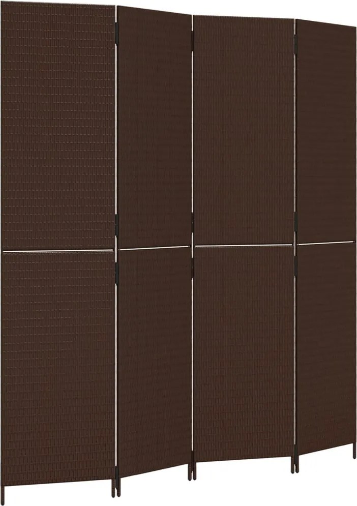 vidaXL Separator de cameră cu 4 panouri, maro, poliratan