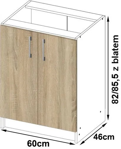 Dulap inferior de bucătărie Lula s60 (Alb mat + stejar sonoma). 1068591