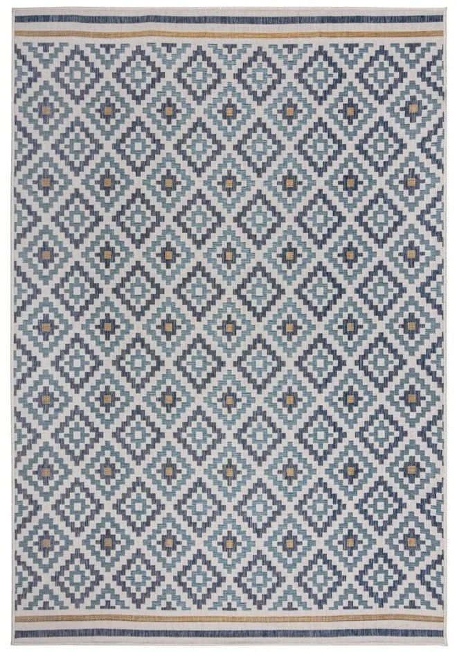 Covor pentru exterior și interior galben/albastru 120x170 cm Zia Trellis – Flair Rugs