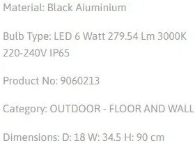 Stalp mediu LED pentru exterior design modern IP65 Carina negru