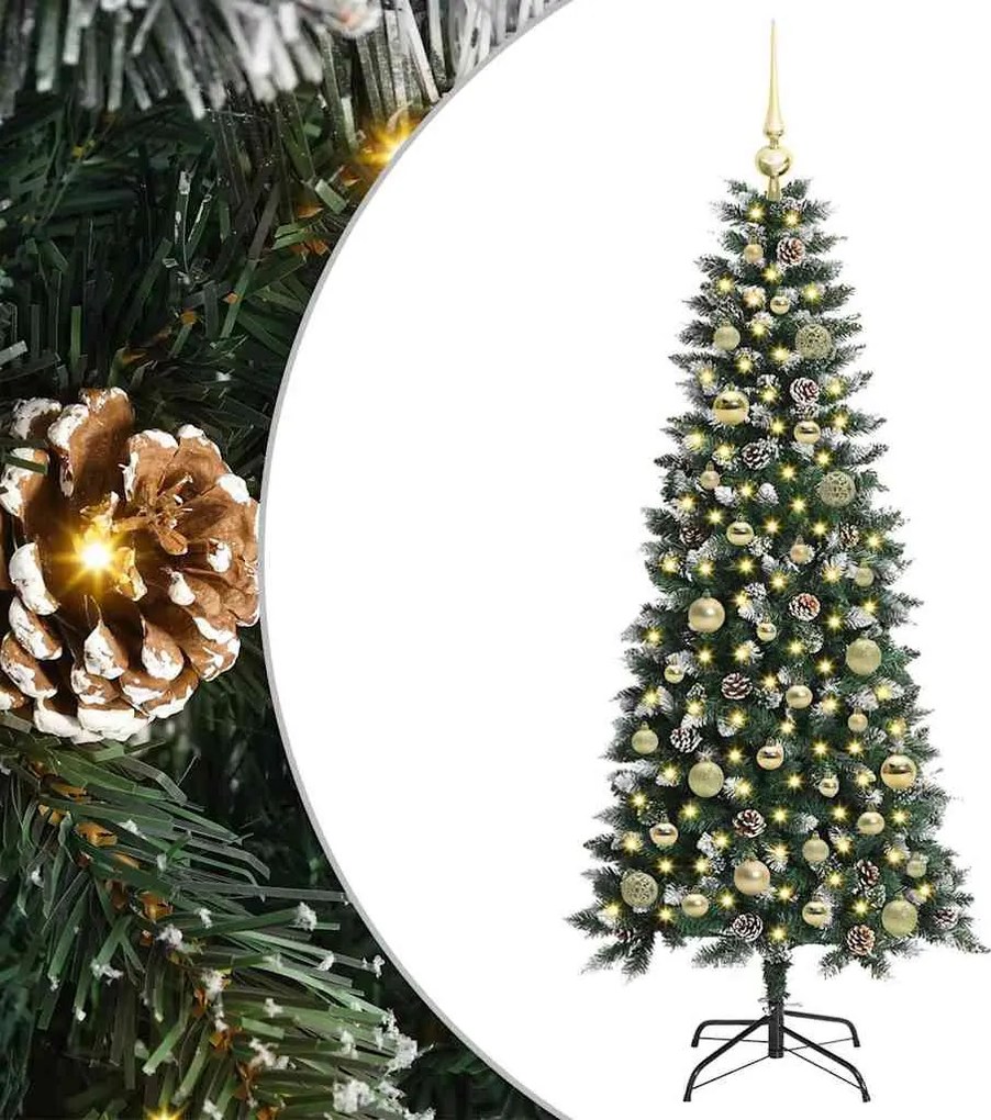 vidaXL Brad de Crăciun artificial Verde 150 cm PVC și Plastic și Oțel