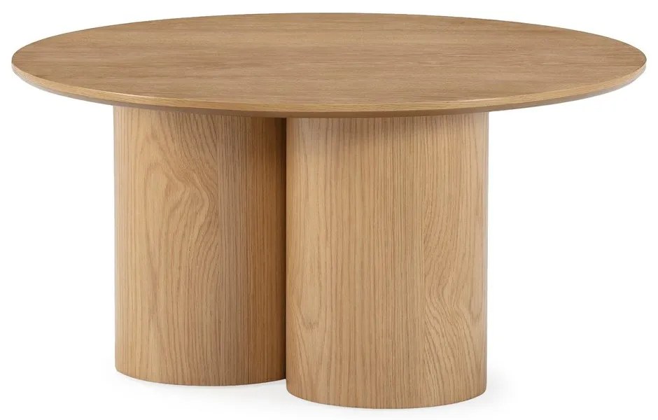 Măsuță de cafea în culoare naturală rotundă cu aspect de lemn de stejar ø 80 cm Lua – MOME