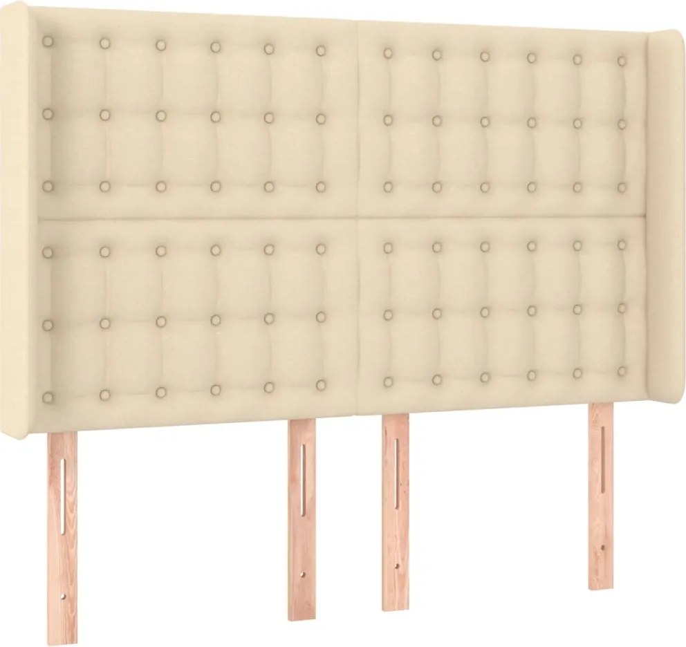vidaXL Tăblie de pat cu aripioare, crem, 147x16x118/128 cm, textil