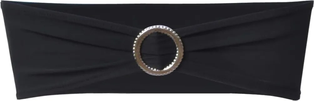 vidaXL Fundă elastică decorativă scaun, cataramă diamante, negru, 25 buc.