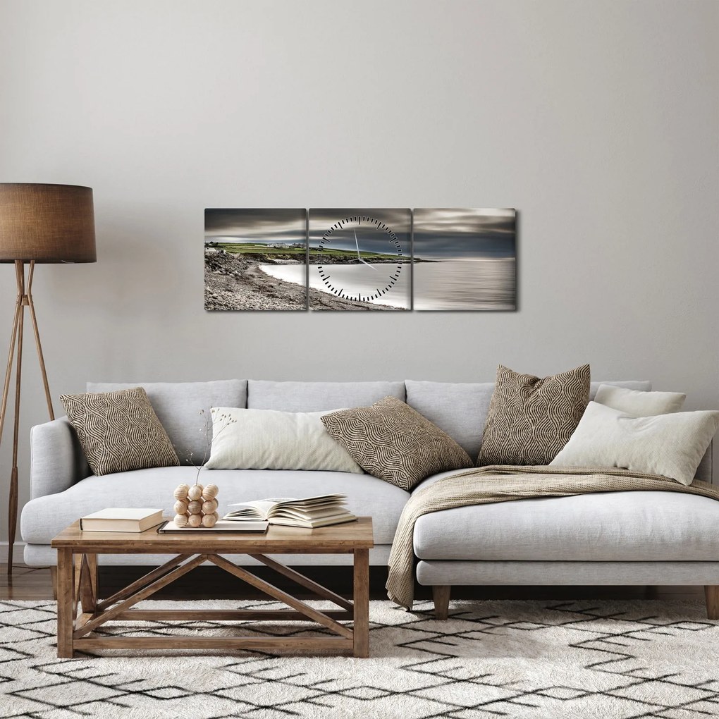 Tablou cu lac în amurg (cu ceas) (90x30 cm)