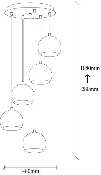 Lustră pe cablu SIVANI 5xE27/40W/230V cupru