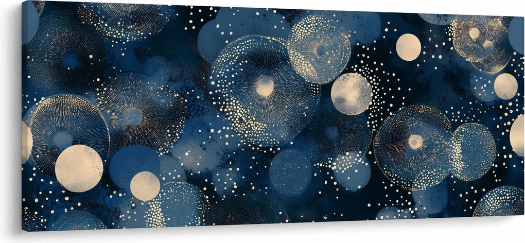 Tablou - Inele Albastru-Aurii (120x50 cm)