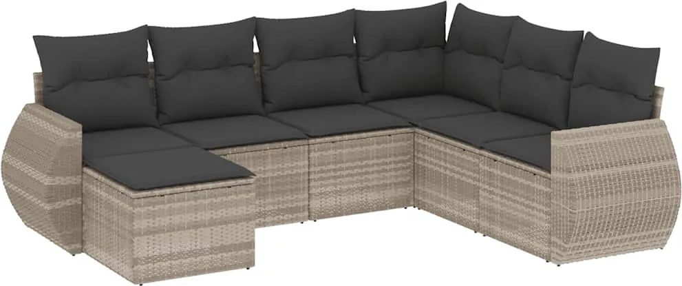 vidaXL Set canapele de grădină cu perne, 7piese gri deschis poliratan