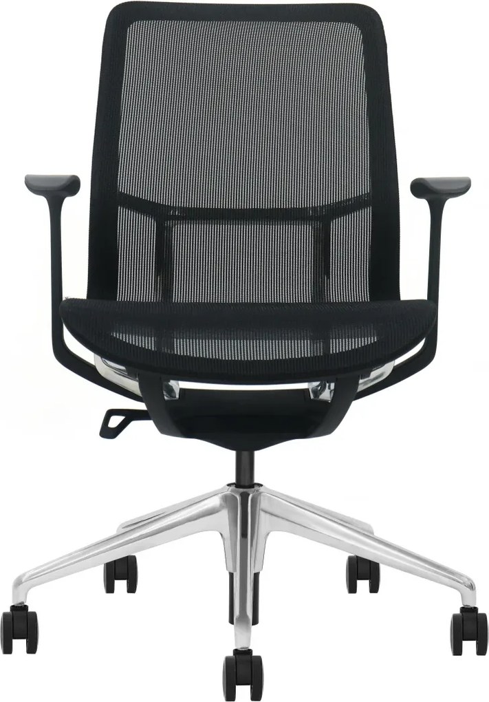 EMILY BLACK – Scaun ergonomic premium, Mesh respirabil 4D, înclinare cu blocare, înălțime reglabila, cadru din nylon, bază din aluminiu, Negru