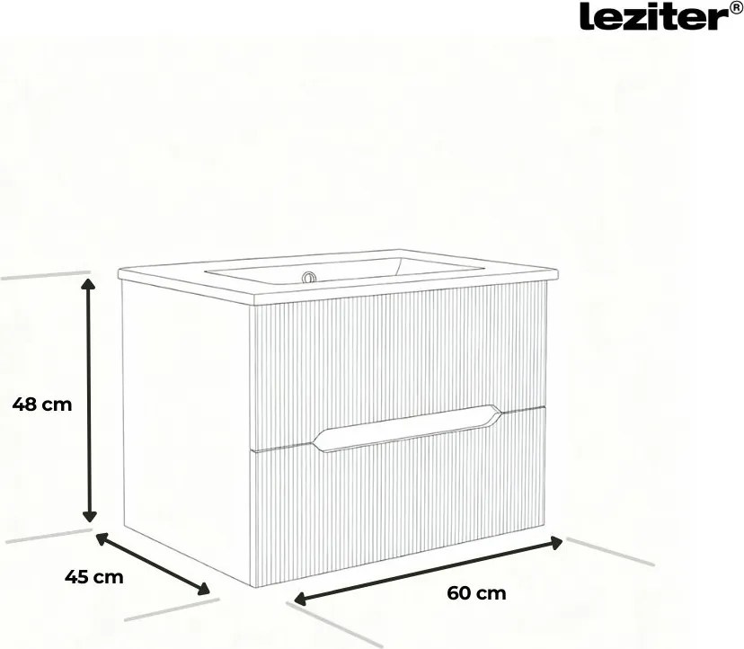 Trent 60 dulap de baie inferior cu chiuvetă ceramică (2 sertare) gri antracit - stejar apus de soare