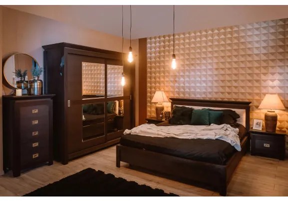 Pat Dormitor Cu Tablie Tapita Saigon Cantori, Dimensiune Saltea 160 X 200 Cm