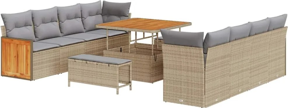 vidaXL Set de canapele pentru grădină 12 pcs Beige și gri deschis