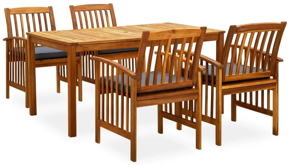 vidaXL Set mobilier de grădină cu perne, 5 piese, lemn masiv de acacia