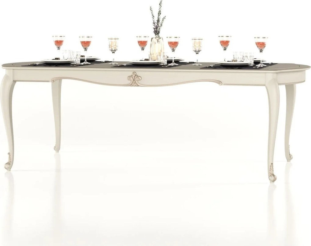 Masă lemn masiv Dining Celisea Pliabilă 240/, 245 × 110 × 79 cm - Ivoire