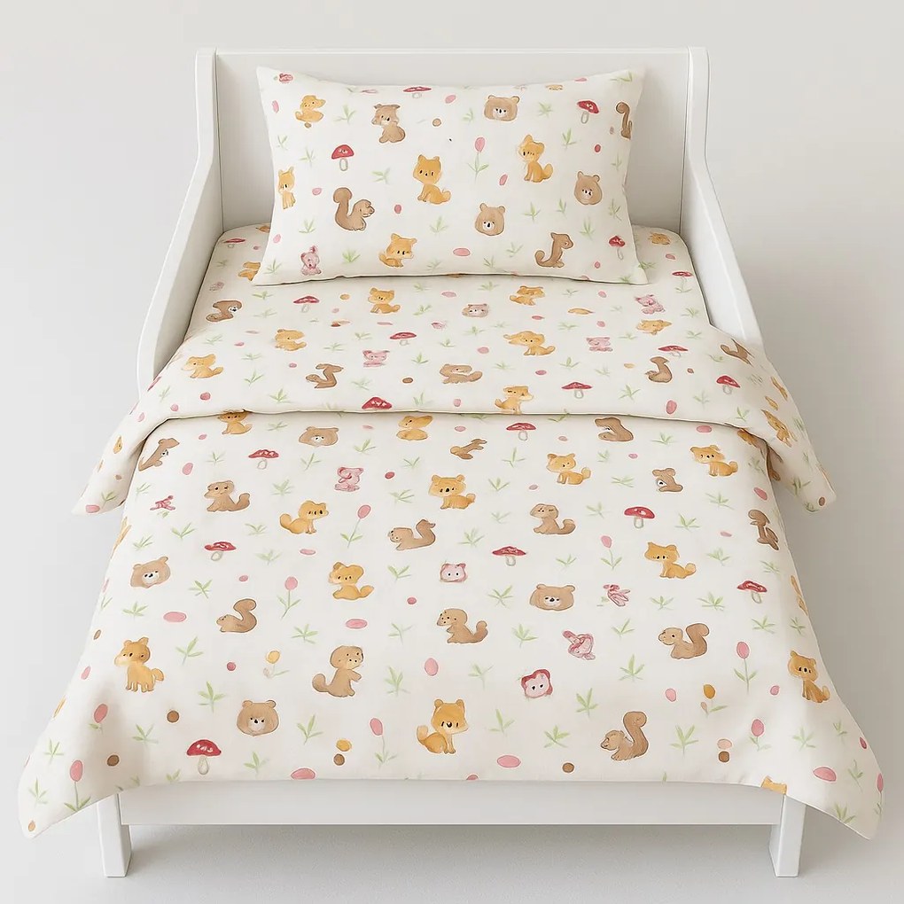 Set 5 piese Lenjerie Forest saltele 160x80 compatibile cu pat 2-12 ani + Pilota + Perna - ASC6427968008024